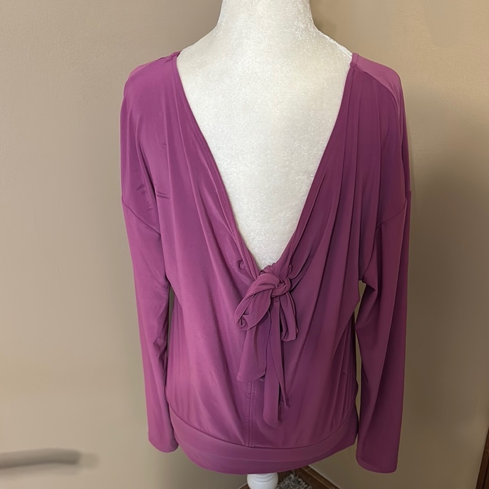 White House Black Market Purple Long Sleeve Blouse - Picture 3 of 4